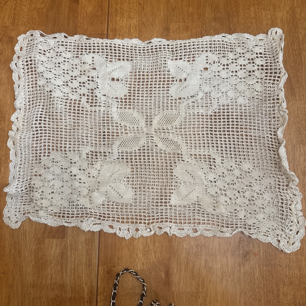 Antique Ivory Crocheted Cotton Rectangle Pillow Cover 14"x18”granny core